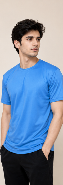 Blue Sports T-Shirt polyester(180 GSM)